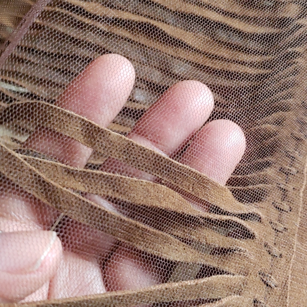 Natto leather shredded slashed mesh fringe jacket - Picture 7 of 12